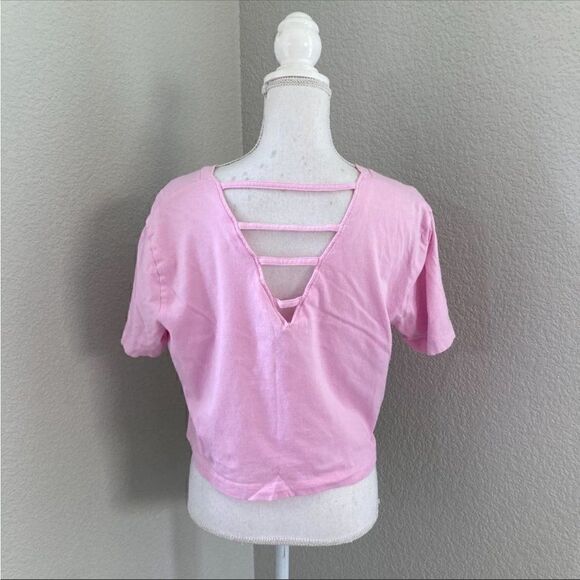 Pink Victoria's Secret Pink Short Sleeve Ladder Back Tee Crop Top Size S - Picture 5 of 9